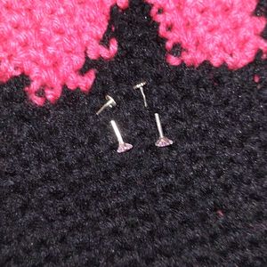 Pure Silver Star Shaped Pink Nosepins - 2pcs
