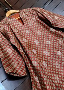 Traditional Hand Block Print Cotton Silk Kurta Set