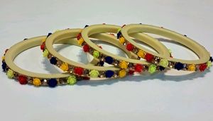 Multicolor Golden Crystal Bangles