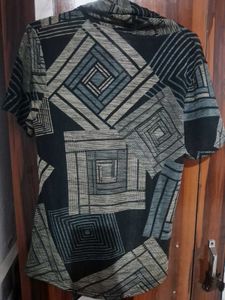 Geometric Print Open Front Cardigan