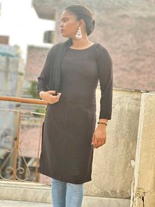 Black Colour Straight Kurti For Girls