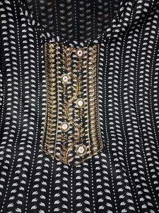 Printed Black Kurta L Size