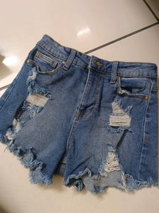 Distressed Denim Shorts
