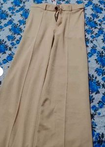 Beige Wide Leg Pants