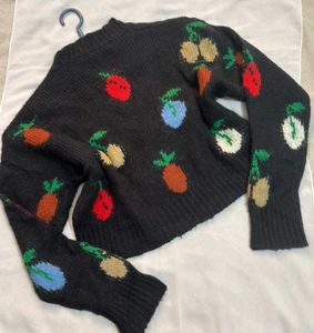 🎁Buy1 Get1 Free Crop Charcoal Fruit Sweater ()