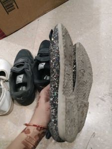 Sparkly Black Bow Flats
