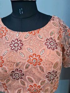 Elegant Peach Floral Blouse