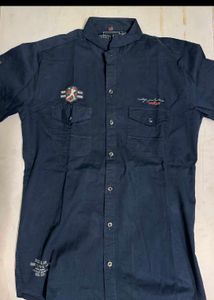 Vintage Style Navy Button-Down Shirt