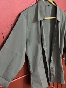 Silver 3/4th Sleeve Formal Shirt