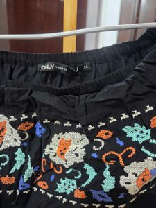 Black Embroidered Off-Shoulder Top