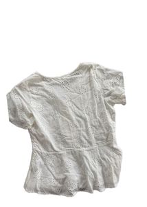 White Eyelet Flutter Sleeve Top