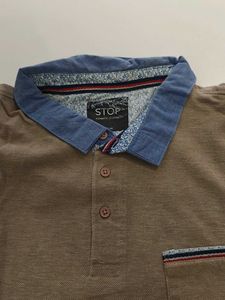 khaki/beige shoppers stop polo.