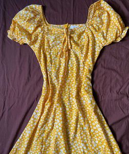 Yellow Floral Print Dress