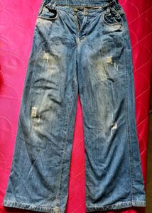 Blue Denim Baggy Jeans