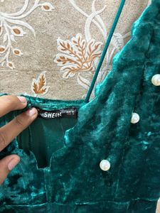 Green Velvet Mini Dress