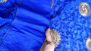 Royal blue Zari Saree for festive look