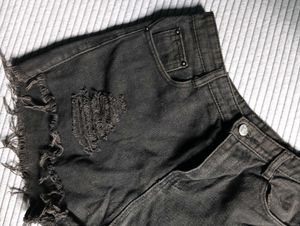 Ripped Black Denim Shorts
