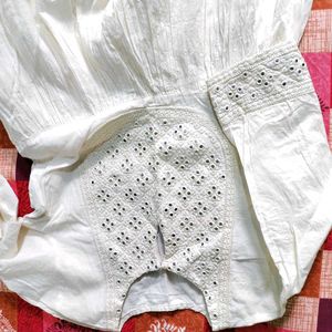 Elegant White Embroidered Kurta Set