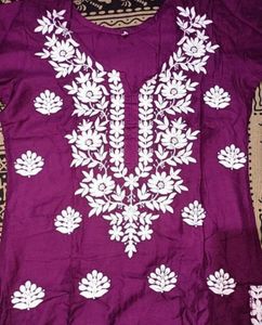 Purple Chikankari kurta and pant set