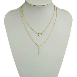 Double Layered Ring Bar Necklace