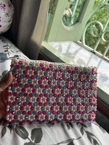 Beaded White Pink Blue Clutch/Handbags/Pouches