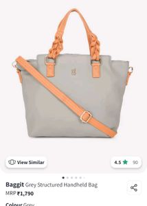 Baggit Grey Strutured Handheld Bag