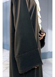 Elegant Black Abaya with Lace Trim