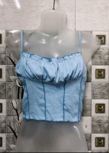 Blue Corset Style Crop Top