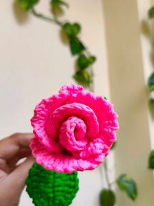 Crocheted Pink Rose