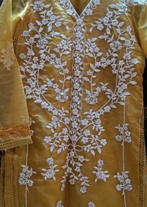 Mustard Organza Pakistani Style Kurta Set