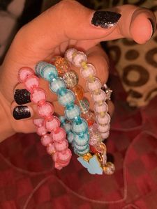 Beaded Charm Bracelets - Set of 4