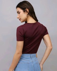 Shein Sheer Yoke  Short Sleeves Bodysuit