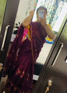 Beautiful Flower Work Saree💜