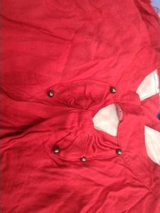 Red Top with Button Detail