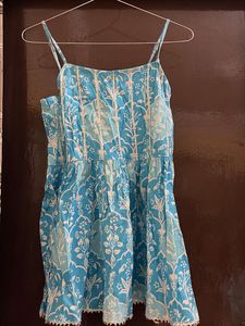Blue Printed Kurta Sharara Set