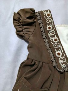Brown Floral Embroidered Dress