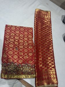 Red & Gold Dress Material