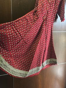 Festive Red A Line Long Kurta