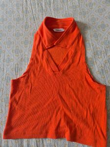 Orange Crop Top For Size M