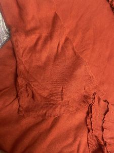 Orange Ruffle Neck Sweater