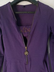 Purple 💜 Bodycon Dress With Stylish Zipper ✨