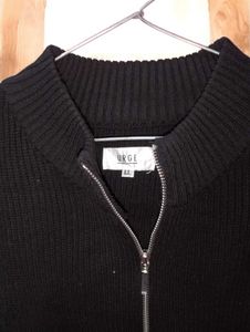 Black Zip-Up Knit Sweater