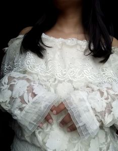Off White Cute Korean Top