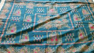 Teal Silk Saree with Paisley Border