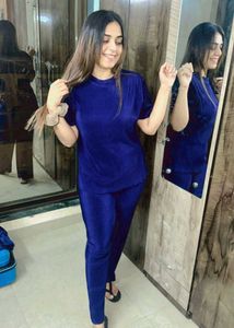 Royal Blue Velvet Loungewear Set