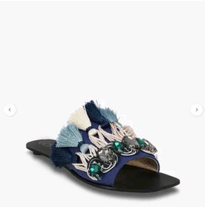 Catwalk Blue Embellished Tassel Flats Size 36