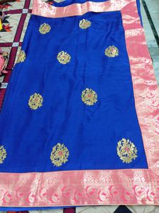 Royal Blue Banarasi Silk Saree with Golden Zari