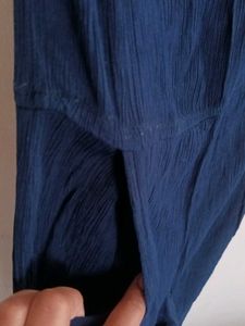 Navy Blue Ribbed Pattern Jumpsuit