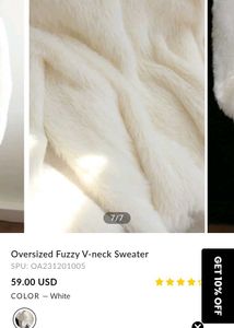 Fuzzy V-Neck Sweater