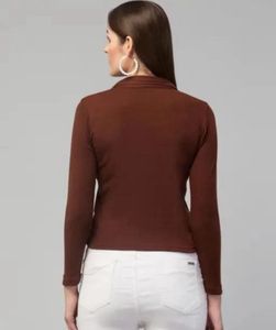 Brown Long Sleeve Crop Top